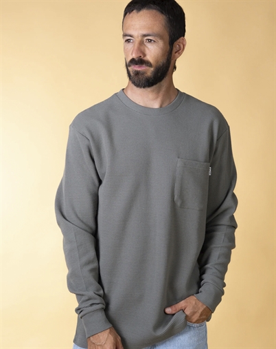 Elsk - Waffle Mens Pocket Longsleeve Strik - Castor Gray